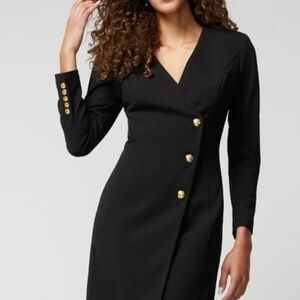 Elegant Black Golden Button-Detail Dress New